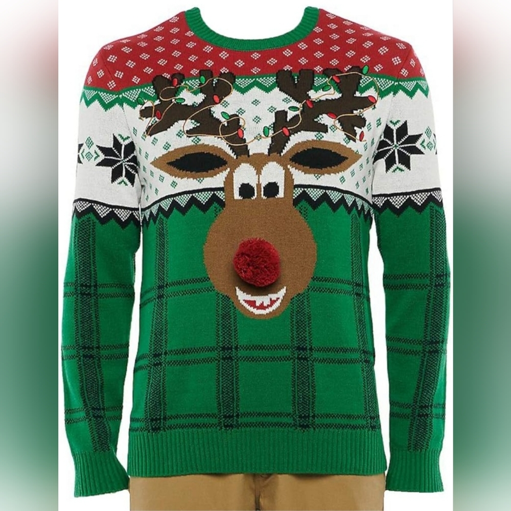 Christmas Reindeer W/ Nose Ugly Sweater.